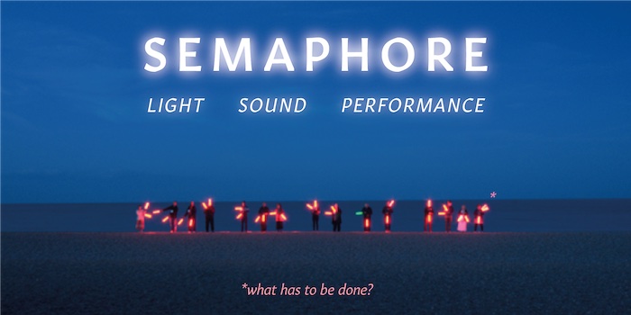 Semaphore banner for MSL event on Hastings seafront