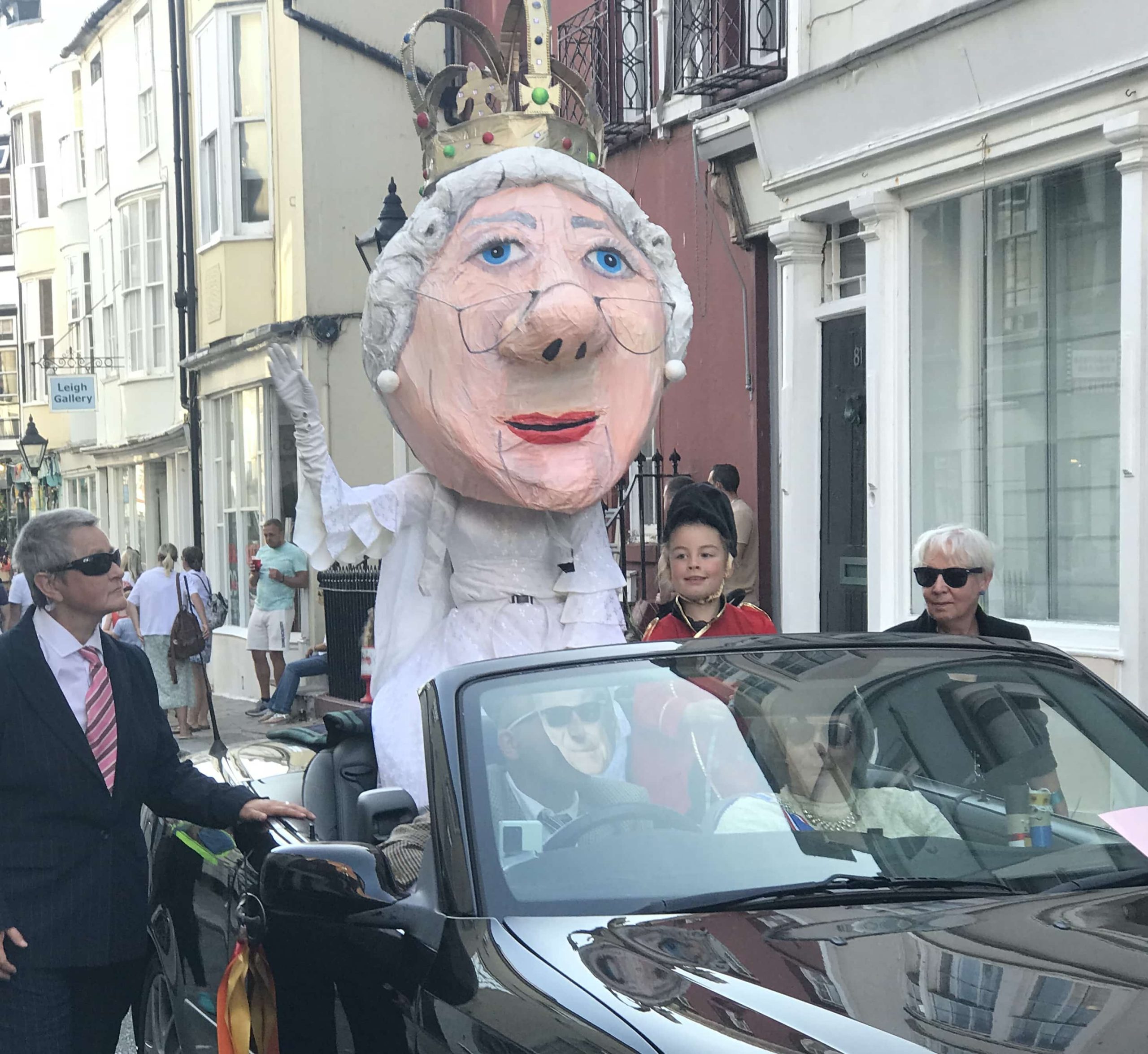Queen Elizabeth II puppet at Hastings Old Town Carnival, MSL 